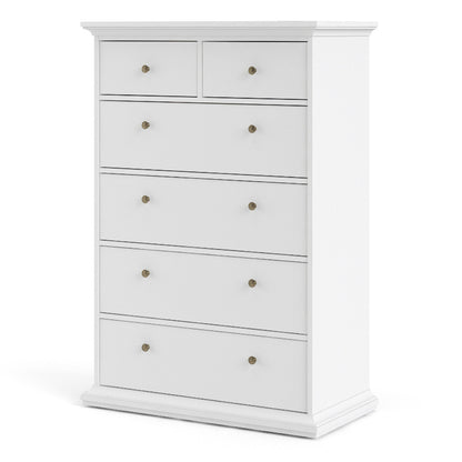 Paris White Chest of 6 Drawers - White Tree Furniture