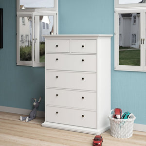 Paris White Chest of 6 Drawers - White Tree Furniture