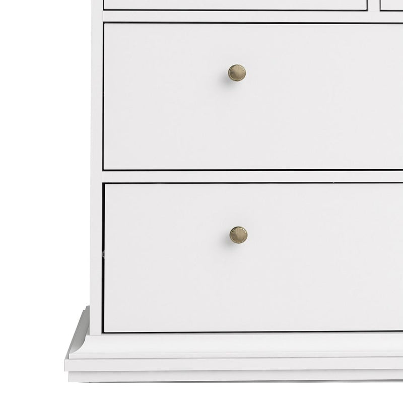 Paris White Wide Chest of 8 Drawers - White Tree Furniture