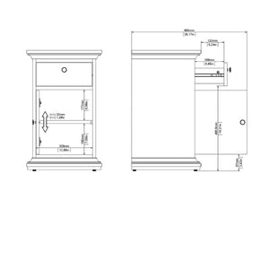 Paris White Bedside Table w/ 1 Door & 1 Drawer - White Tree Furniture