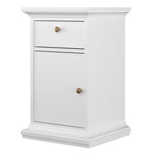 Paris White Bedside Table w/ 1 Door & 1 Drawer - White Tree Furniture