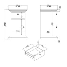 Paris White Bedside Table w/ 1 Door & 1 Drawer - White Tree Furniture