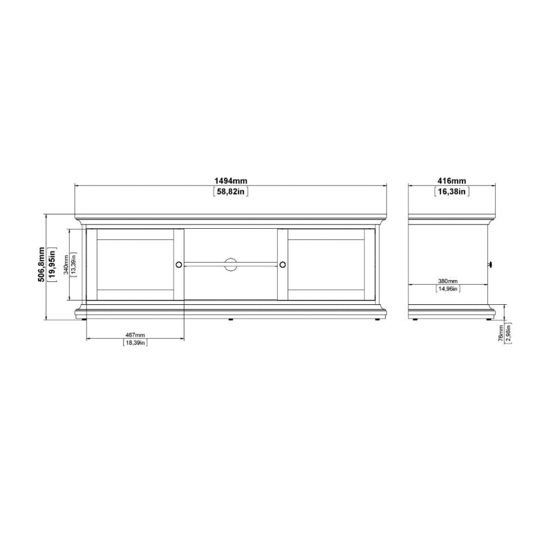 Paris White TV Unit w/ 2 Doors - White Tree Furniture