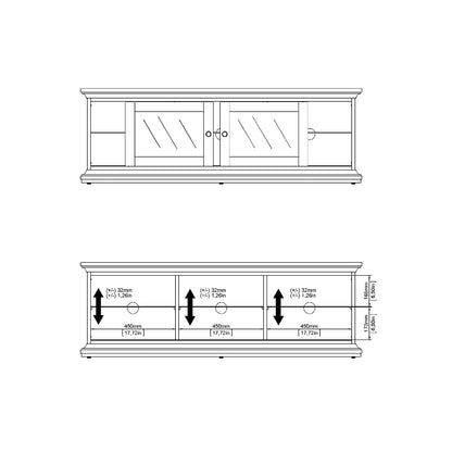 Paris White Wide TV Unit w/ 2 Doors & 1 Shelf - White Tree Furniture