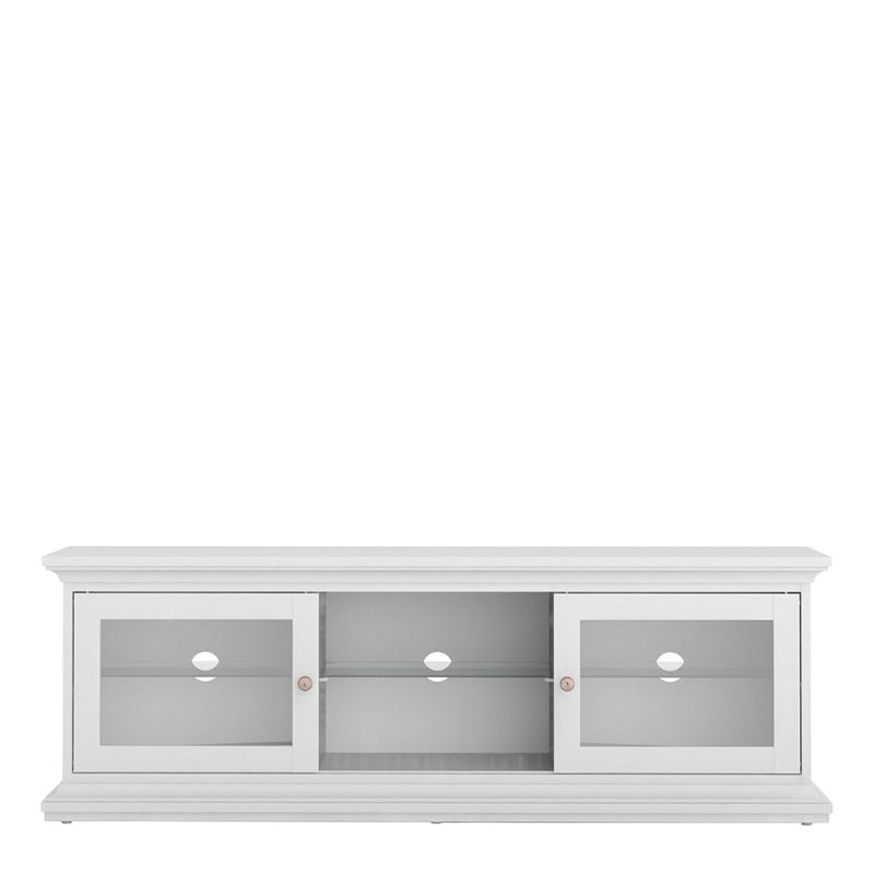 Paris White Wide TV Unit w/ 2 Doors & 1 Shelf - White Tree Furniture