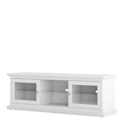 Paris White Wide TV Unit w/ 2 Doors & 1 Shelf - White Tree Furniture