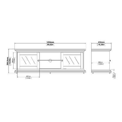 Paris White Wide TV Unit w/ 2 Doors & 1 Shelf - White Tree Furniture