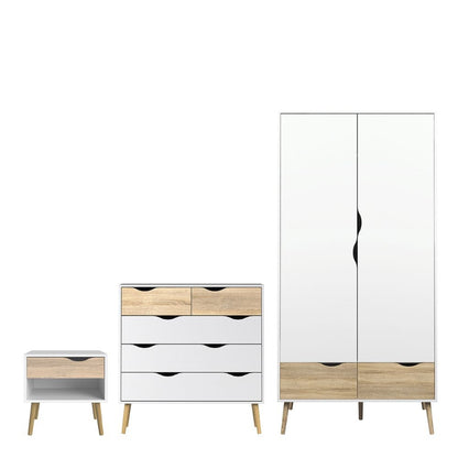 OLSO BEDROOM SET - Bedside + Drawer Chest + Double Wardrobe - White Tree Furniture