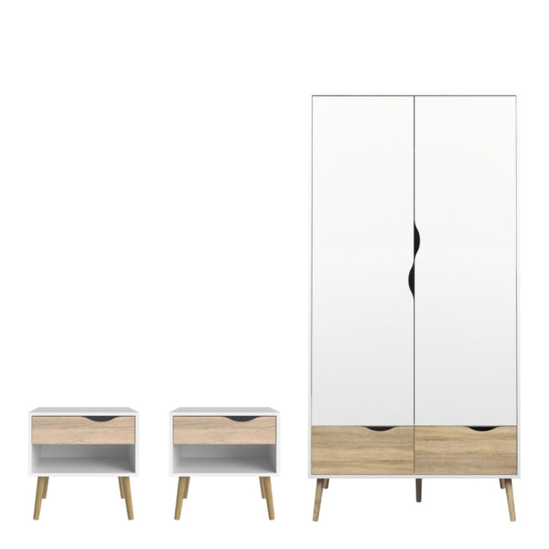 OSLO BEDROOM SET - 2 Bedsides + Double Wardrobe - White Tree Furniture