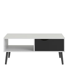 Oslo White & Black Matt Coffee Table w/ 1 Drawer & 1 Shelf - White Tree Furniture