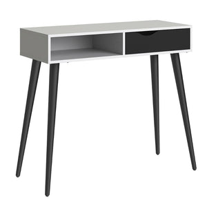 Oslo White & Black Matt Console Table w/ 1 Drawer & 1 Shelf - White Tree Furniture