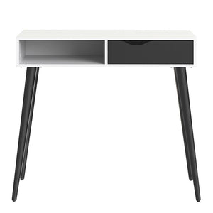 Oslo White & Black Matt Console Table w/ 1 Drawer & 1 Shelf - White Tree Furniture