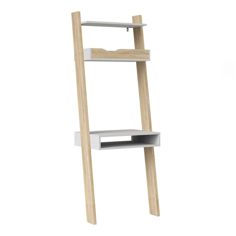 Oslo White & Oak Leaning Desk - White Tree Furniture