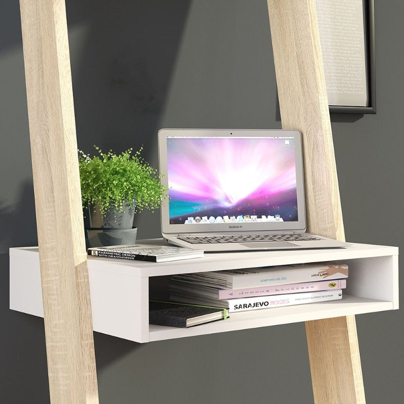 Oslo White & Oak Leaning Desk - White Tree Furniture