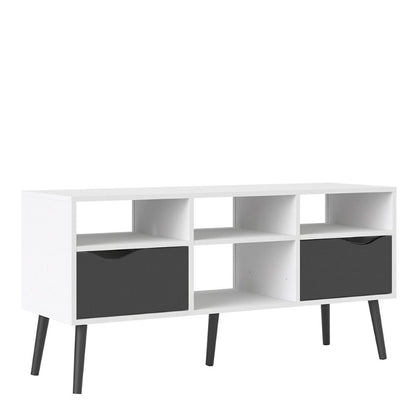 Oslo Wide TV Unit in White & Black Matt - White Tree Furniture