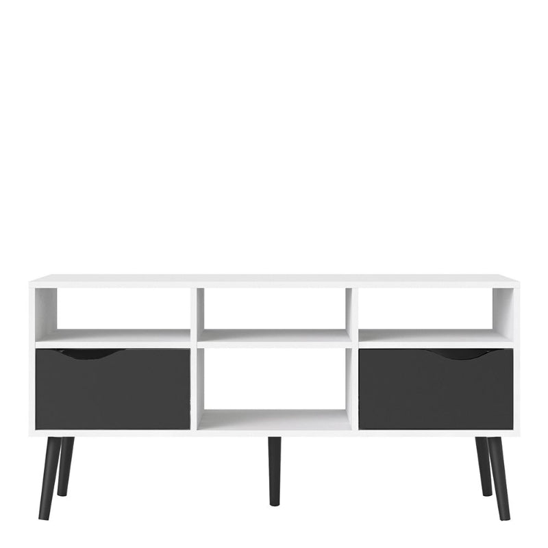 Oslo Wide TV Unit in White & Black Matt - White Tree Furniture