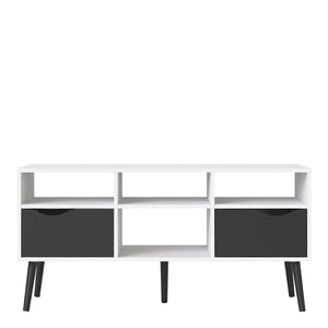 Oslo Wide TV Unit in White & Black Matt - White Tree Furniture