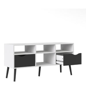 Oslo Wide TV Unit in White & Black Matt - White Tree Furniture