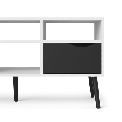 Oslo Wide TV Unit in White & Black Matt - White Tree Furniture