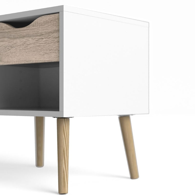 Oslo White & Oak Bedside Table - White Tree Furniture