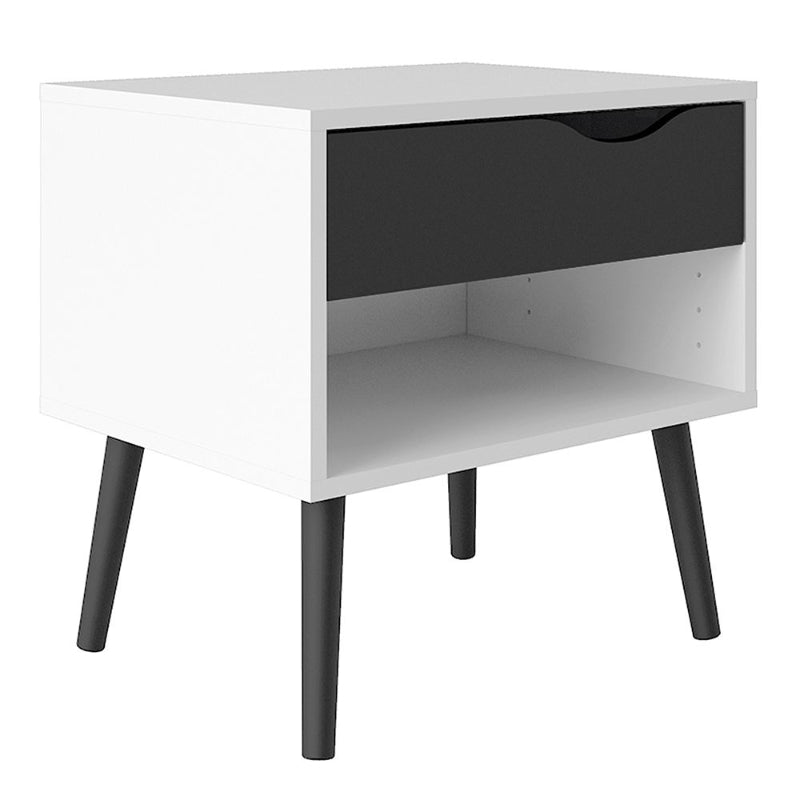 Oslo Bedside Table in White & Black Matt - White Tree Furniture