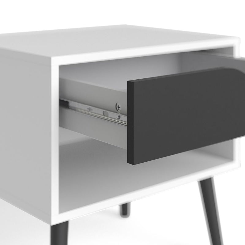 Oslo Bedside Table in White & Black Matt - White Tree Furniture