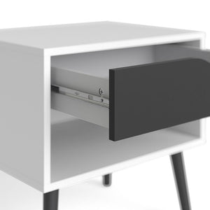 Oslo Bedside Table in White & Black Matt - White Tree Furniture