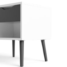 Oslo Bedside Table in White & Black Matt - White Tree Furniture