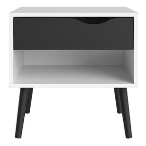 Oslo Bedside Table in White & Black Matt - White Tree Furniture