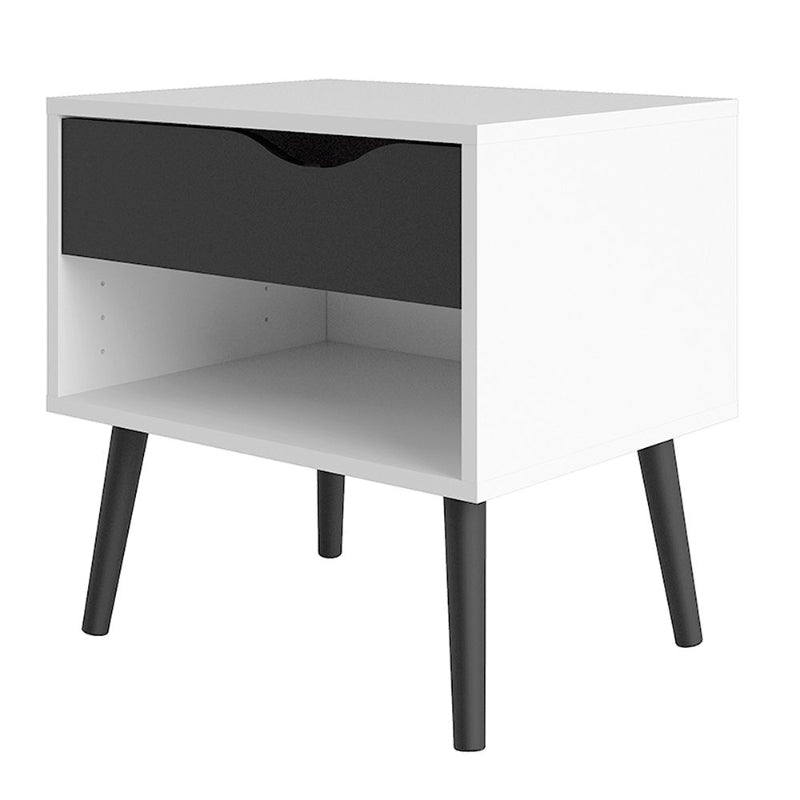 Oslo Bedside Table in White & Black Matt - White Tree Furniture