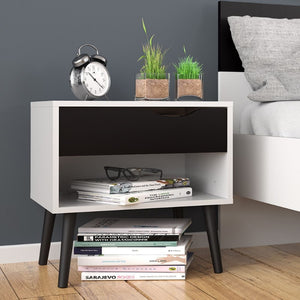 Oslo Bedside Table in White & Black Matt - White Tree Furniture