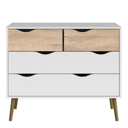 Oslo Chest of 4 Drawers in White & Oak - White Tree Furniture