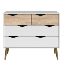 Oslo Chest of 4 Drawers in White & Oak - White Tree Furniture