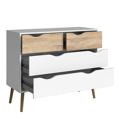 Oslo Chest of 4 Drawers in White & Oak - White Tree Furniture