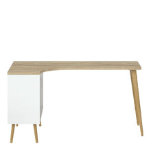 Oslo White & Oak Desk w/ 2 Drawer - White Tree Furniture