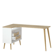 Oslo White & Oak Desk w/ 2 Drawer - White Tree Furniture