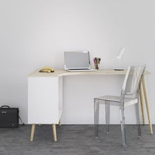 Oslo White & Oak Desk w/ 2 Drawer - White Tree Furniture