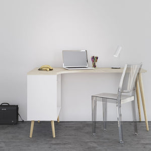 Oslo White & Oak Desk w/ 2 Drawer - White Tree Furniture