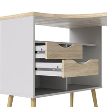 Oslo White & Oak Desk w/ 2 Drawer - White Tree Furniture