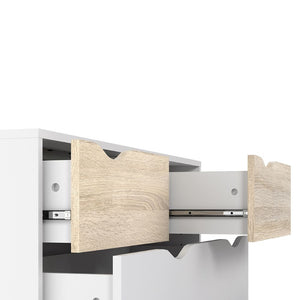 Oslo Chest of 5 Drawers in White & Oak - White Tree Furniture