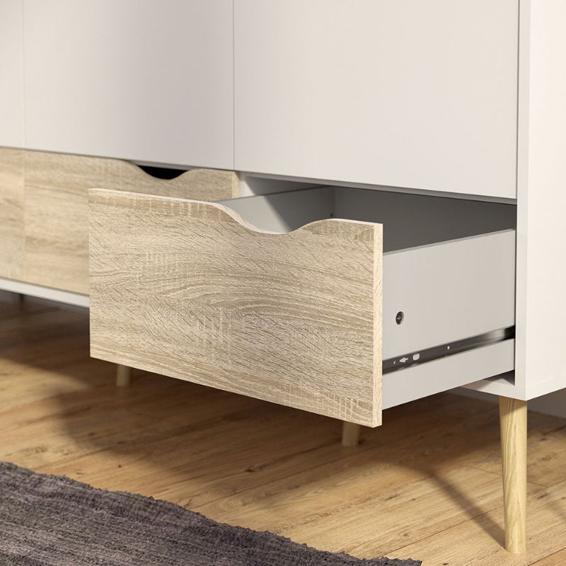 Oslo Triple Wardrobe in White & Oak - White Tree Furniture