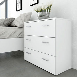 SPACE WHITE SET - Bedside + Drawer Chest + Double Wardrobe - White Tree Furniture