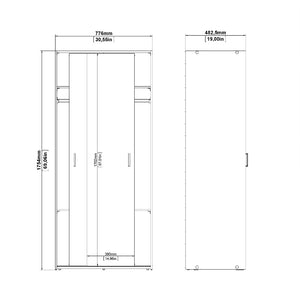 Space White Wardrobe w/ 2 Sliding Doors - White Tree Furniture