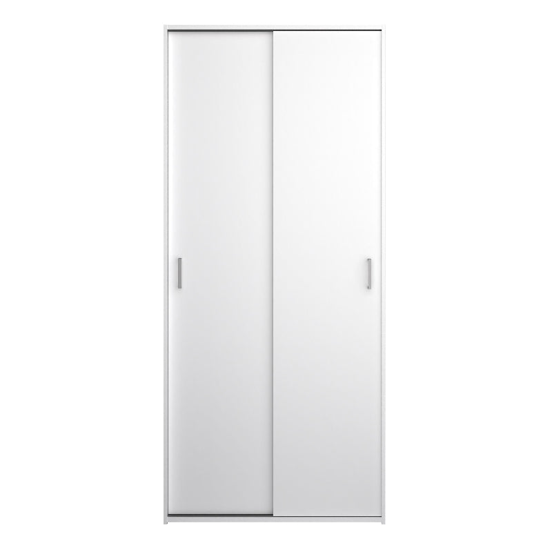 Space White Wardrobe w/ 2 Sliding Doors - White Tree Furniture