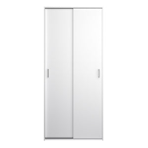 Space White Wardrobe w/ 2 Sliding Doors - White Tree Furniture