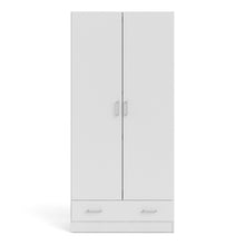 Space White Wardrobe w/ 2 Doors & 1 Drawer 1750 - White Tree Furniture