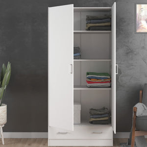 Space White Wardrobe w/ 2 Doors & 1 Drawer 1750 - White Tree Furniture