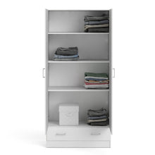 Space White Wardrobe w/ 2 Doors & 1 Drawer 1750 - White Tree Furniture