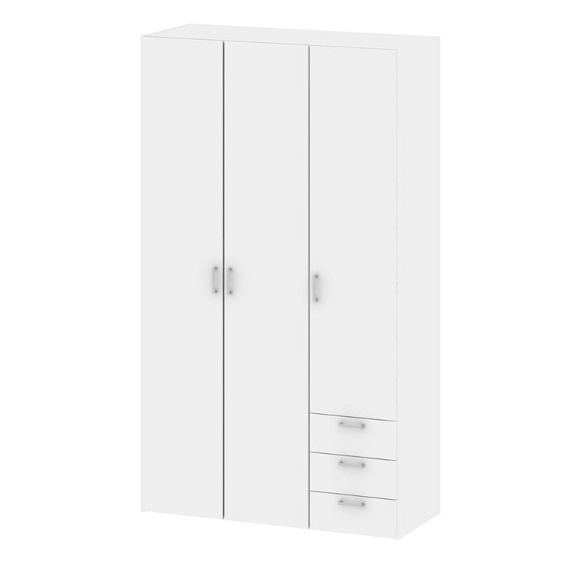 Space White Wardrobe w/ 3 Doors & 3 Drawers 2000 - White Tree Furniture