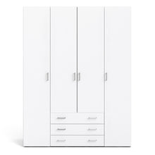 Space White Wardrobe w/ 4 Doors & 3 Drawers 2000 - White Tree Furniture